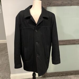 Tommy Hilfiger men’s 4 button black winter peacoat with quilted lining size M